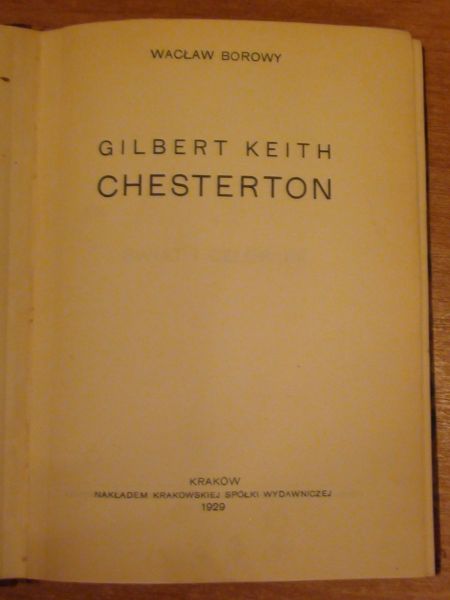 Borowy Wacław - Gilbert Keith Chesterton,1929