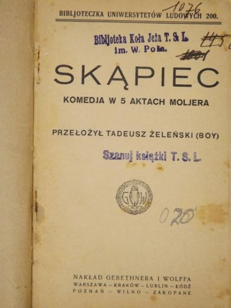 Molière - Skąpiec. Komedja w 5 aktach