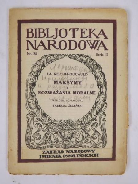 Maksymy i rozważania moralne, 1925 r.