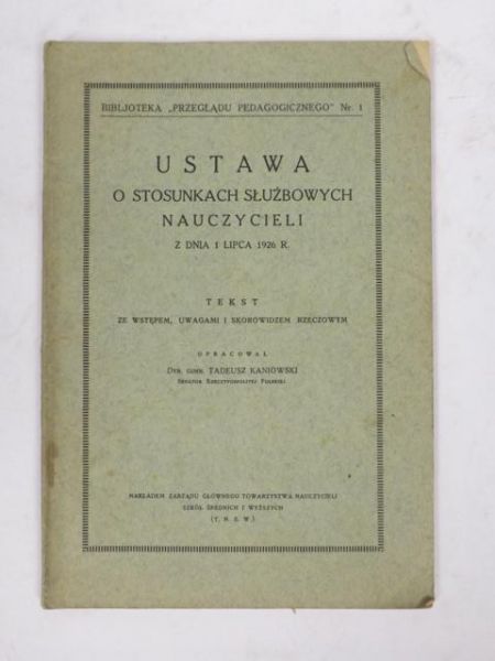 Ustawa o stosunkach służbowych nauczycieli, 1926 r.