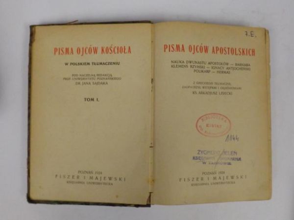 Pisma Ojców Apostolskich Tom I, 1924 r.
