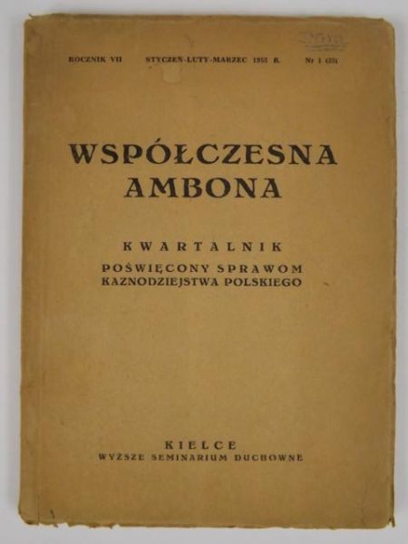 Współczesna ambona. Kwartalnik VII/1952 (Nr 1)