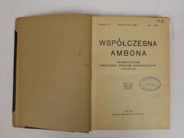 Współczesna ambona. Rocznik IV Styczeń-Luty 1949 No 1(19)