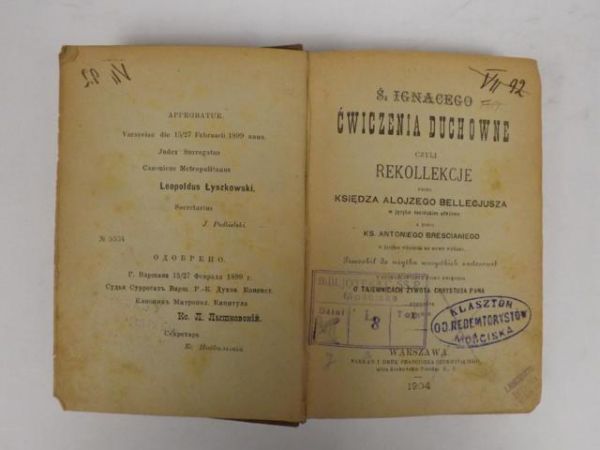 Ś. Ignacego ćwiczenia duchowne czyli rekolekcje, 1904 r.