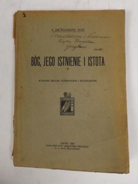 Bóg, jego istnienie i istota, 1930 r. , autograf