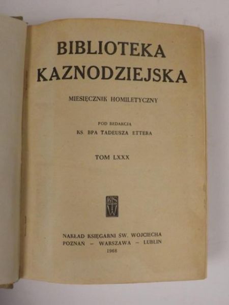 Biblioteka Kaznodziejska Tom LXXX 1968