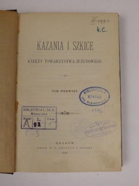 Kazania i szkice Księży Towarzystwa Jezusowego, T. I, 1898 r.