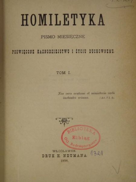 Homiletyka Pismo Miesięczne Tom I, 1898 r.