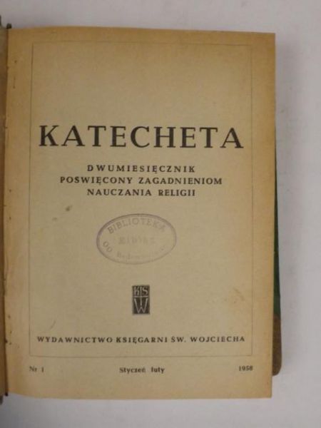 Katecheta. Dwumiesięcznik poświęcony zagadnieniom nauczania religii, styczeń-luty, nr 1, 1958