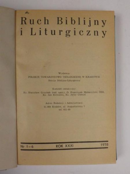 Ruch Biblijny i Liturgiczny 1978 nr 1-6