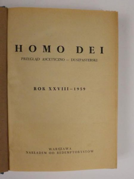 Homo Dei. Przegląd ascetyczno-duszpasterski, Rocznik, 1959