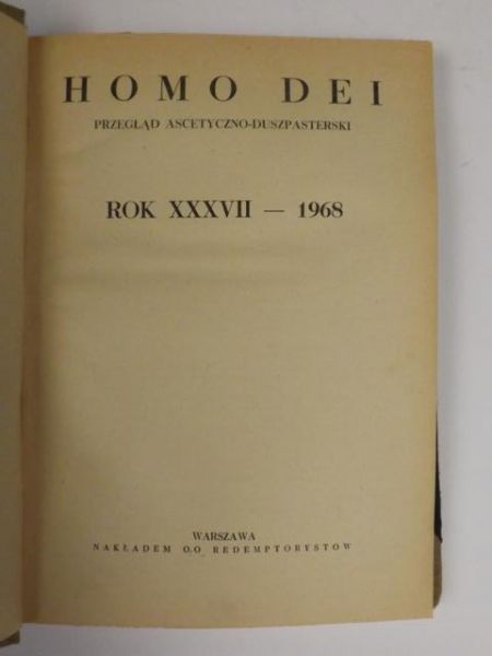 Homo Dei. Przegląd ascetyczno-duszpasterski, Rocznik, 1968