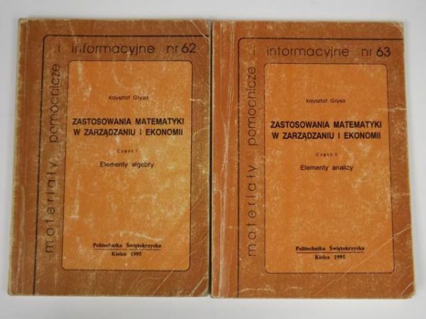 Zastosowania matematyki w zarządzaniu i ekonomii, cz. I-II