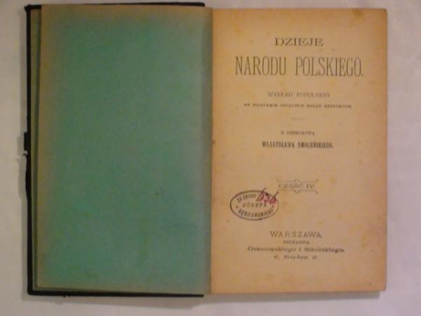 (przedm.) - Dzieje narodu polskiego wyd. 1898 r.
