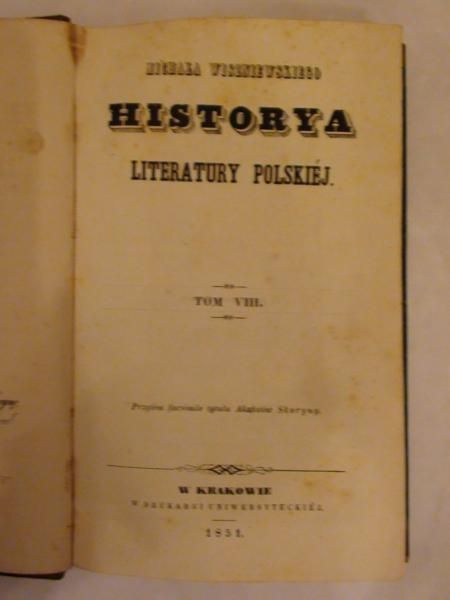 Historya literatury polskiej, wyd. 1851 r.