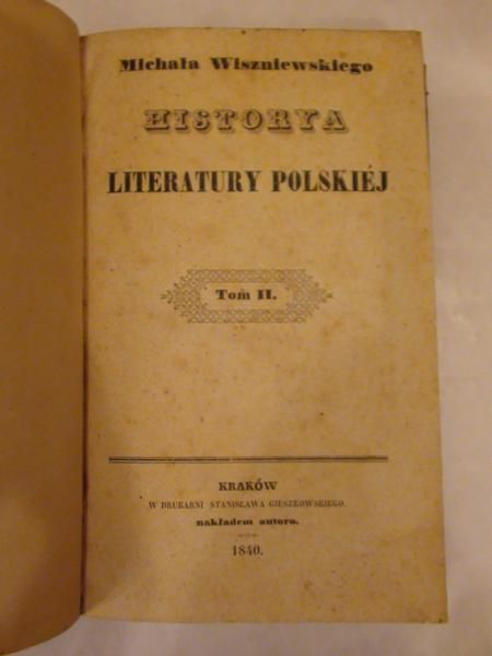 Historya literatury polskiej, wyd. 1840 r.