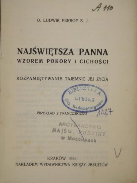 Najświętsza Panna wzorem pokory i cichości, 1934 r.