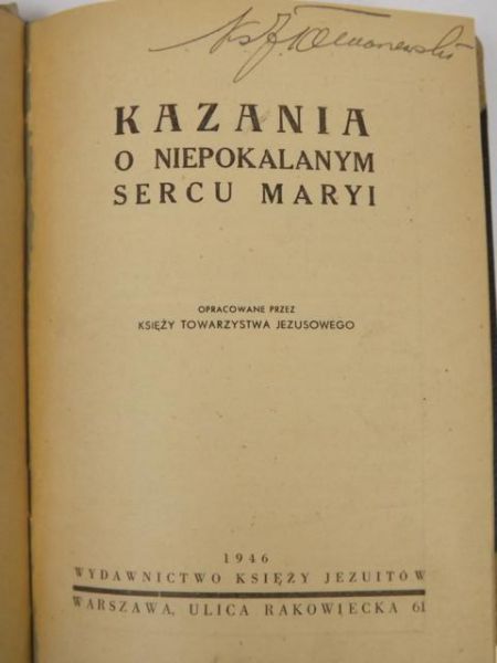 Kazania o Niepokalanym Sercu Maryi, 1946 r.