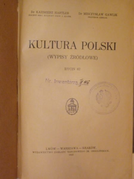 Hartleb Kazimierz, Gawlik Mieczysław - Kultura Polski 1925 r.