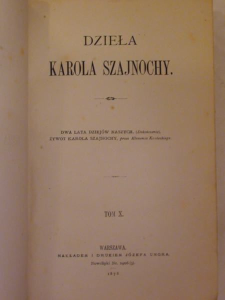 Dzieła a Szajnochy 1878 r.Tom X
