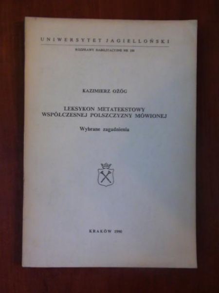 Leksykon metatekstowy współczesnej polszczyzny mówionej