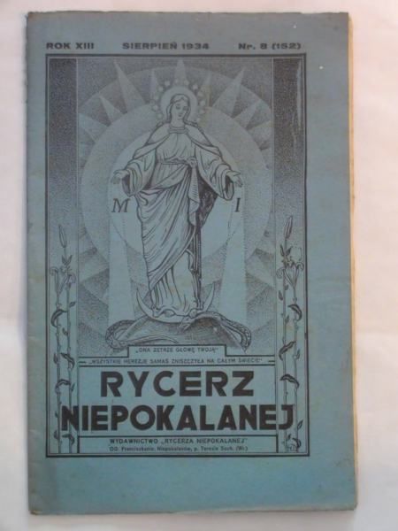 Rycerz Niepokalanej Nr 8 1934 r.