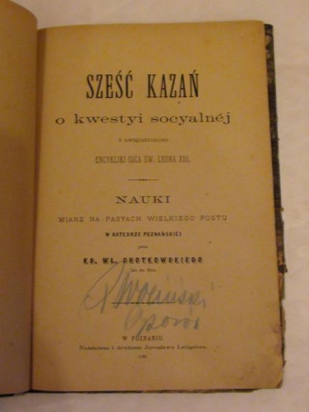 Chotkowski Władysław  - Sześć kazań 1880 r.