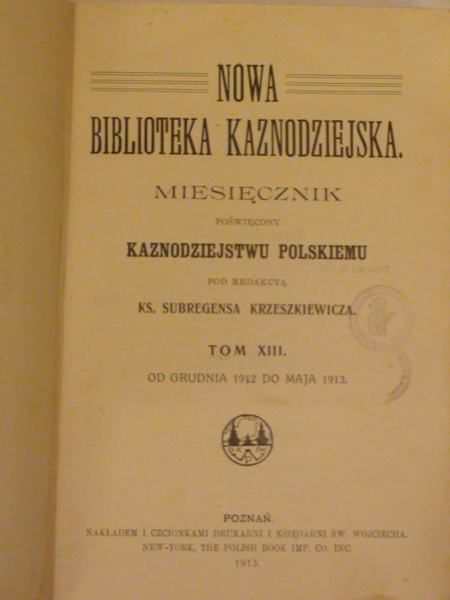 Nowa Biblioteka Kaznodziejska 1913 r. Tom XIII