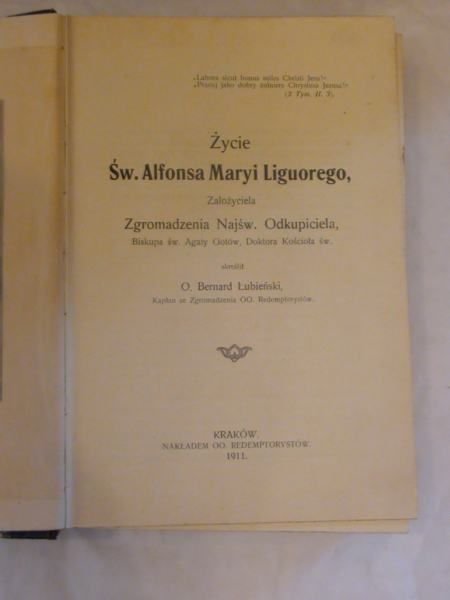 Życie Św.Alfonsa Maryi Liguorego, wyd. 1911