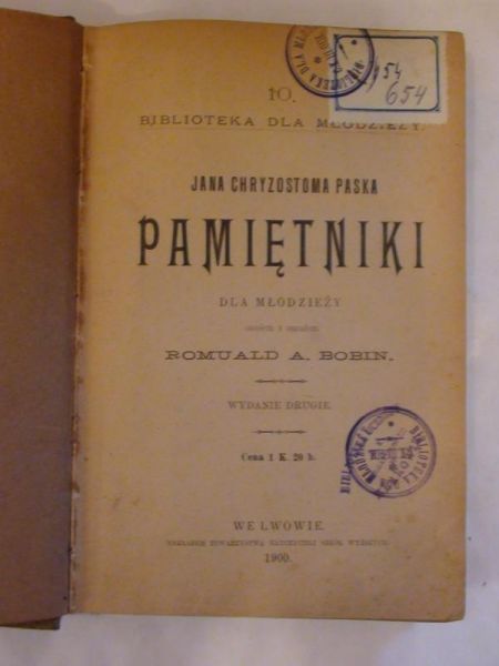Chryzostom Pasek Jan - Pamiętniki  1900 r.