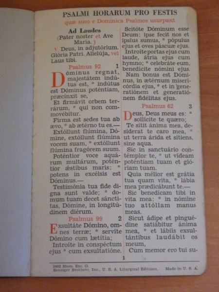 Psalmi horarum pro festis, wyd. 1945