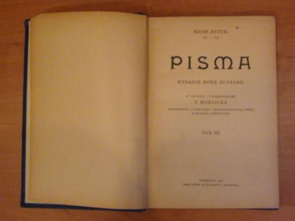 Asnyk Adam - Pisma Tom III 1924