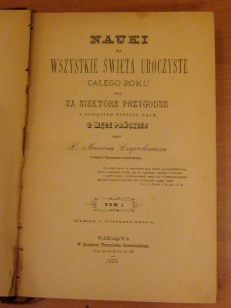 Nauki na wszystkie święta uroczyste, t, I; wyd. 1898