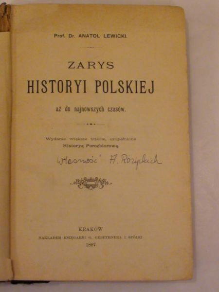 Lewicki Anatol - Zarys Historyi Polskiej 1897 r.