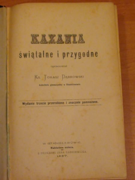 Kazania świątalne i przygodne, 1897 r.