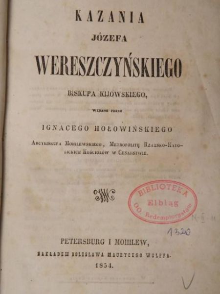 Kazania Józefa Wereszczyńskiego, 1854 r.
