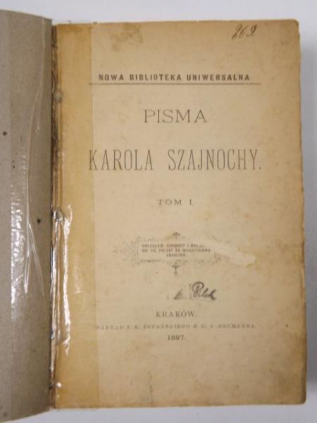 Pisma a Szajnochy, t.1, 1887 r.