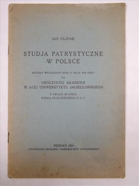 Studja patrystyczne w Polsce, 1931 r.