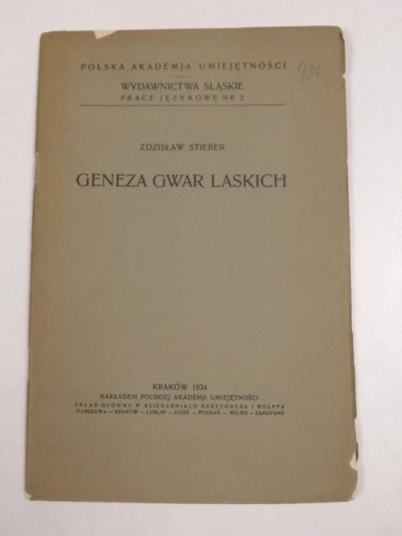 Steiber Zdzisław - Geneza gwar laskich, 1934 r.