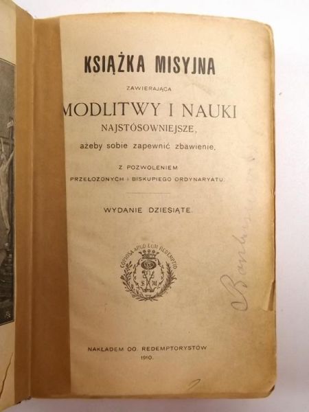 Książka misyjna zawierająca modlitwy i nauki najstósowniejsze, 1910 r.