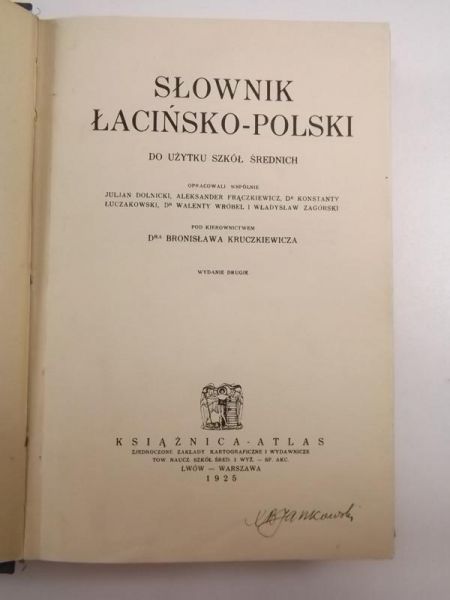 Słownik łacińsko - polski, 1925 r.