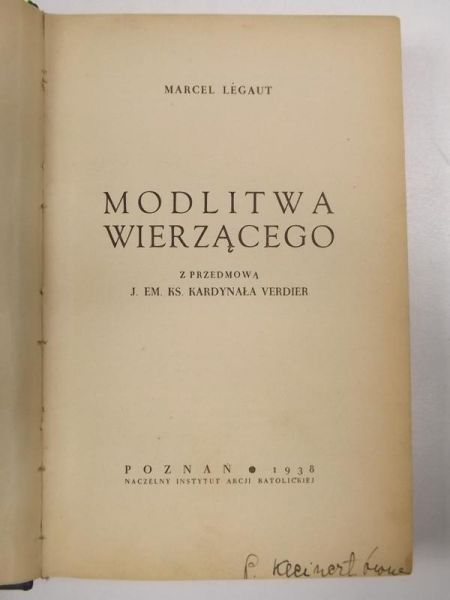 Modlitwa wierzącego 1938 r.