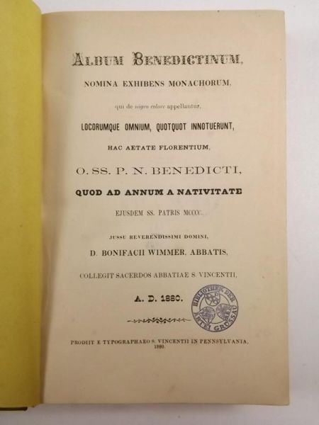 D.Bonifacii Wimmer,  - Album Benedictinum Nomina Monachorum, 1880 r.