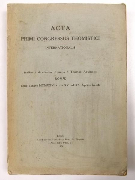 Acta primi Congressus Thomistici Internationalis, 1925 r.