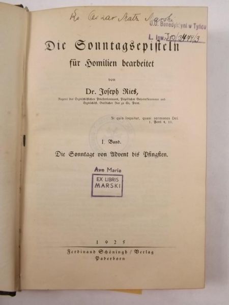Ries Joseph - Die Conntagsepifteln fur Homilien bearbeitet, 1925 r.