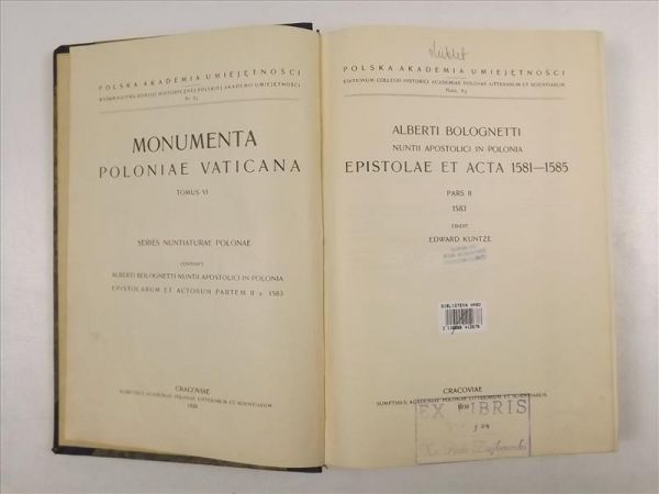 Epistolae et Acta 1581-1585. Tomus VI, 1938 r.