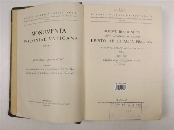 Epistolae et Acta 1581-1585. Tomus V, 1923-33 r.
