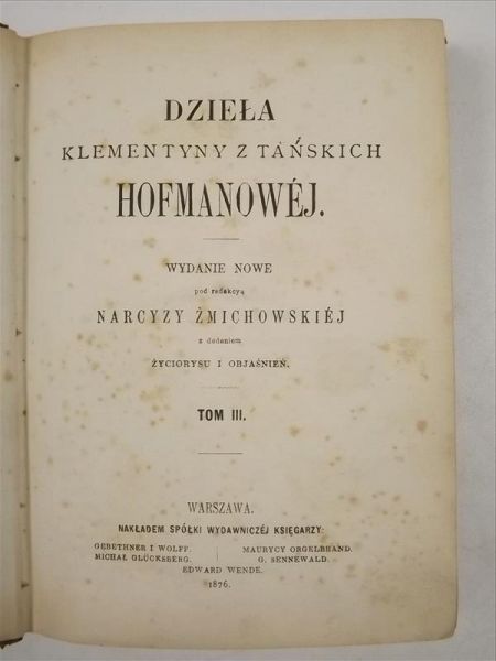 Dzieła Klementyny z Tańskich Hoffmanowej, tom 3, 1876 r.