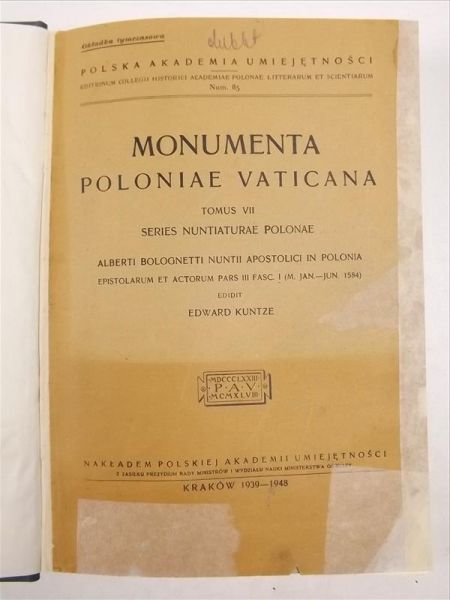 Epistolae et Actorum Pars III Fasc. I-II Jan 1584-Feb 1585. Tomus VII, 1939-50 r.