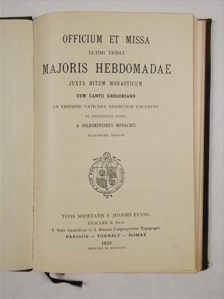 Officium et Missa ultimi tridu Majoris Hebdomadae Juxta Ritum Monasticum, 1923 r.